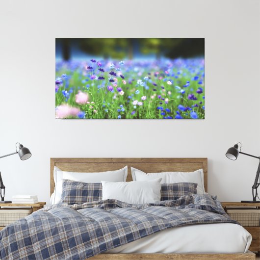 Cornflower Blue Wrapped Canvas Leinwanddruck (Insitu (Schlafzimmer))