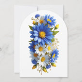 Cornflower Blue Yellow White Birthday Floral Einladung (Rückseite)