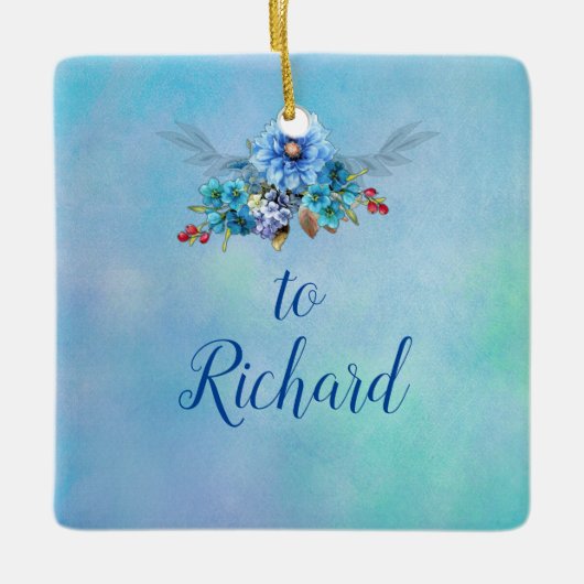 Cornflower-Blues in Watercolor Keramikornament (Vorderseite)