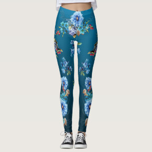 Cornflower-Blues in Watercolor Leggings