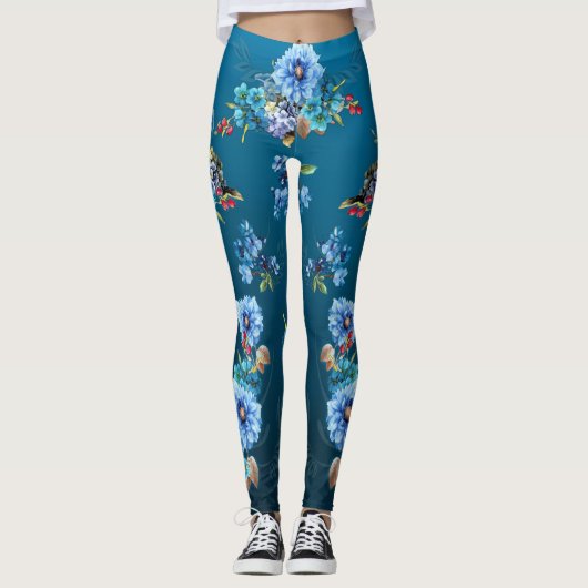 Cornflower-Blues in Watercolor Leggings (Vorderseite)