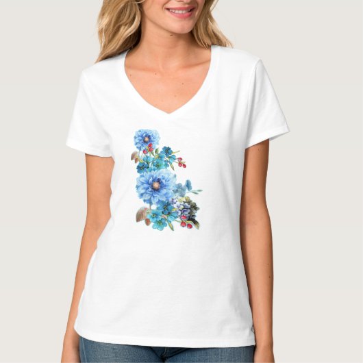 Cornflower-Blues in Watercolor T-Shirt (Vorderseite)