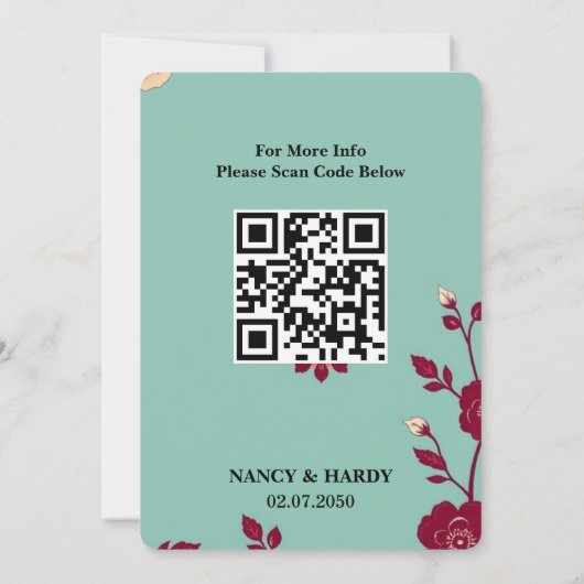 Cornflower Burgundy Retro Save The Date (Rückseite)