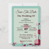 Cornflower Burgundy Retro Save The Date (Vorderseite)