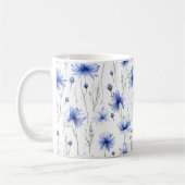 Cornflower Pressed Blume Watercolor-Style Kaffeetasse (Links)