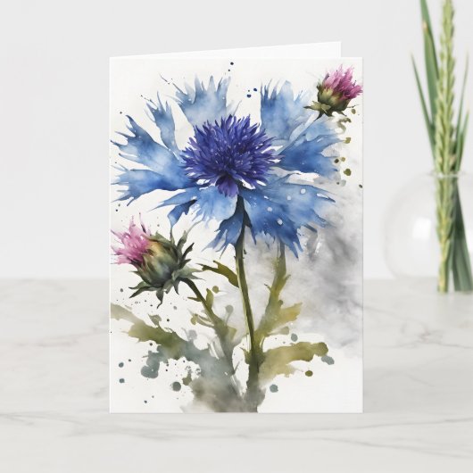 Cornflower - Watercolor flowers Karte (Vorderseite)