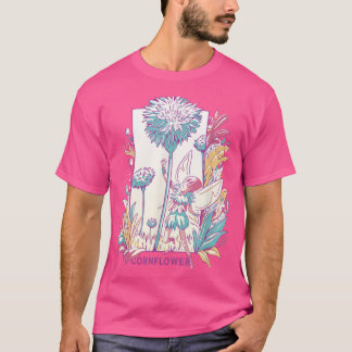 Cornflower Winged Fairy With Flowers Nature Fantas T-Shirt