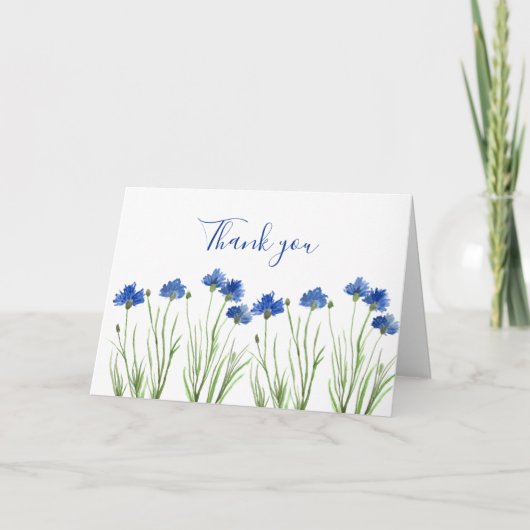 Cornflowers Wildblume Floral Wedding Vielen Dank Dankeskarte (Vorderseite)