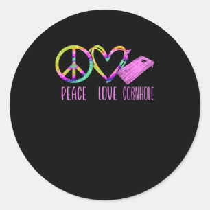 Cornhole Bean Bag Spieler Meister Tie Dye Frieden Runder Aufkleber