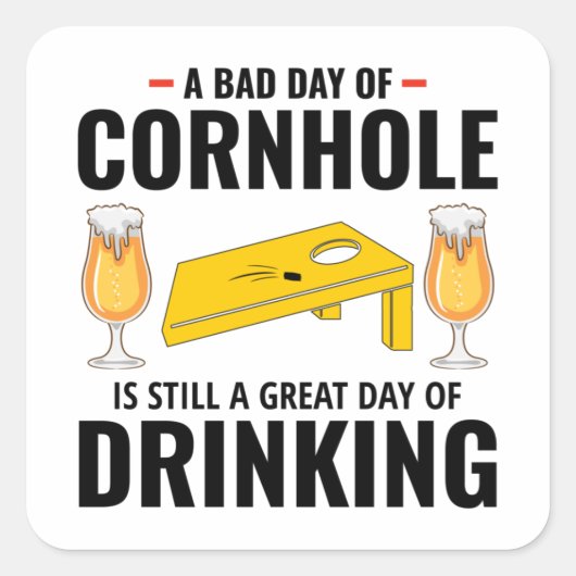 Cornhole Bean Bag Toss Outdoor Lawn Game Funny Quadratischer Aufkleber (Vorderseite)