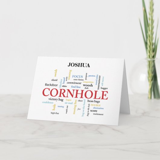 Cornhole Birthday in Descriptive Word Cloud Karte (Vorderseite)
