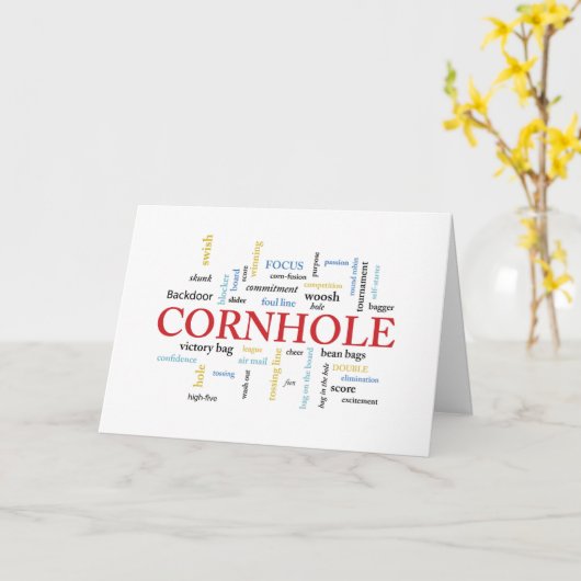 Cornhole Birthday in Descriptive Word Cloud Karte (Gelbe Blume)