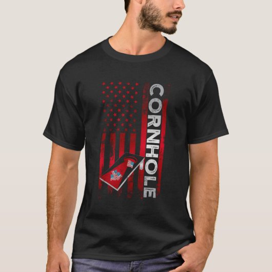 Cornhole Board US sa American Flag T-Shirt (Vorderseite)