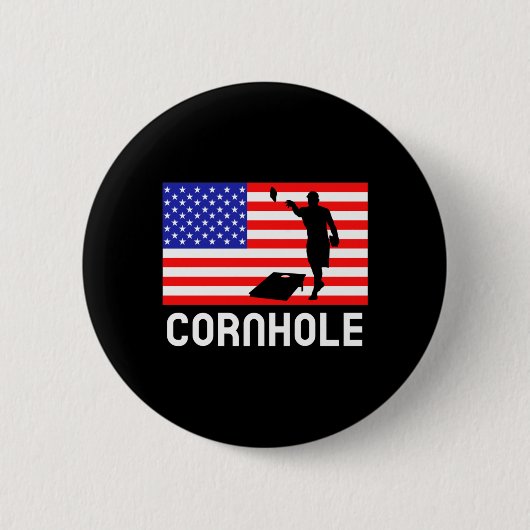Cornhole Brettspiel Männer Frauen Amerikanische Fl Button (Vorderseite)