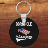 Cornhole Champion American Flag Bean Bag Board Cor Schlüsselanhänger (Vorderseite)