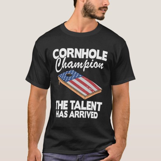 Cornhole Champion American Flag Board Cornhole T-Shirt (Vorderseite)