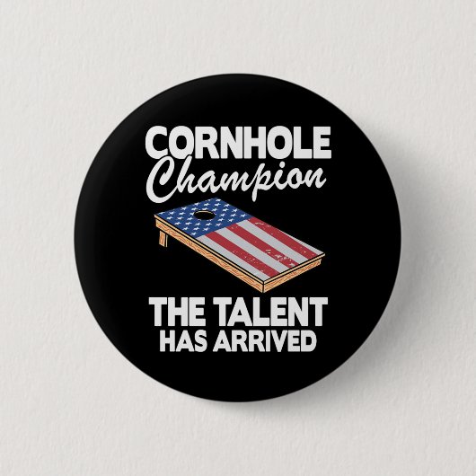 Cornhole Champion American Flag Board Funny Cornho Button (Vorderseite)