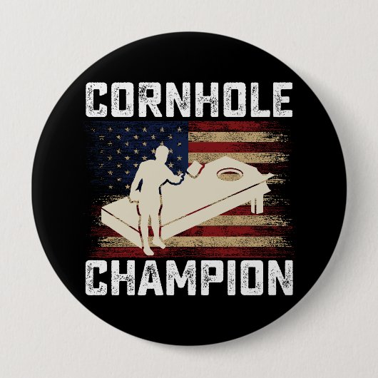Cornhole Champion American Flag USA 4. Juli Button (Vorderseite)