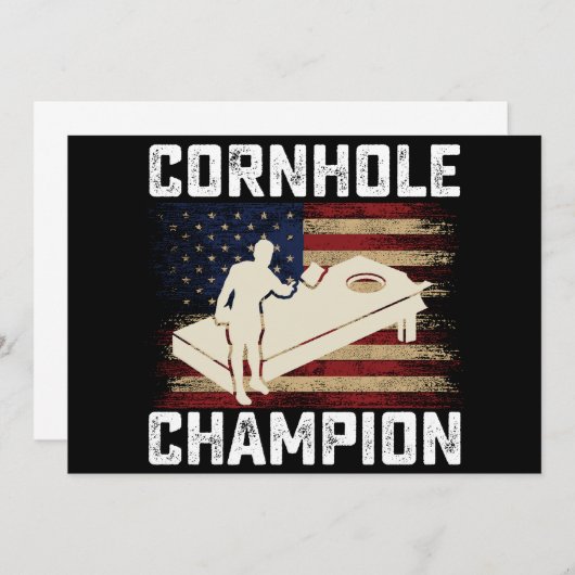 Cornhole Champion American Flag USA 4. Juli Einladung (Vorne/Hinten)