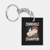 Cornhole Champion American Flag USA 4. Juli Schlüsselanhänger (Vorderseite links)