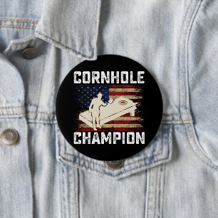 Cornhole Champion Amerikanische Flagge USA 4. Juli Button
