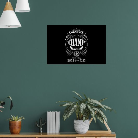 Cornhole-Champion-Boss des Wurfs Lustiger Spiel-Ch Poster (Wohnzimmer 1)