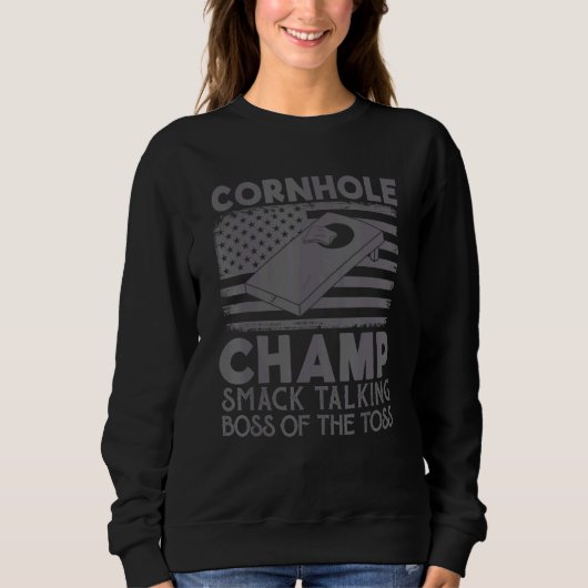 Cornhole-Champion Schmähender Boss des Wurfs Cor Sweatshirt (Vorderseite)