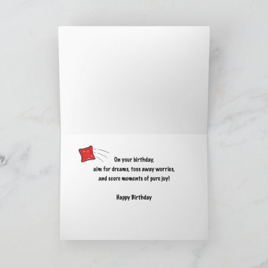 Cornhole Game Birthday Aim Toss Score Karte (Innenseite)