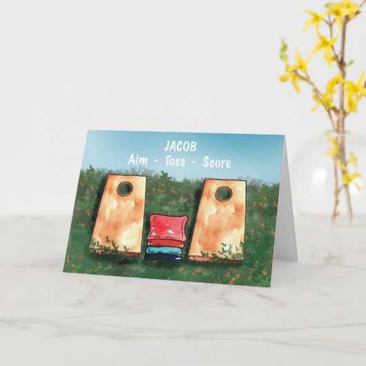 Cornhole Game Birthday Aim Toss Score Karte (Gelbe Blume)