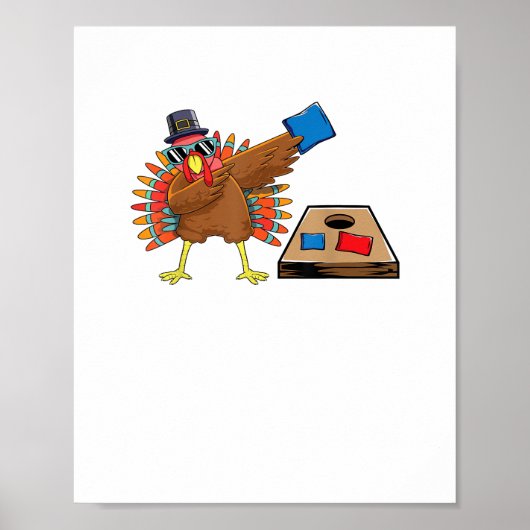 Cornhole Hole Erntedank Dabbing Turkey Cornhole To Poster (Vorne)