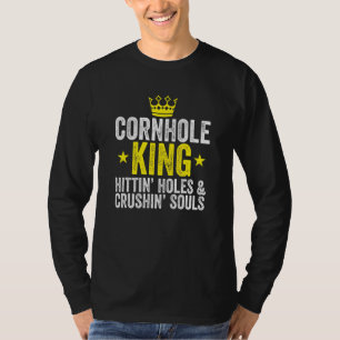 Cornhole King Retro Cornhole Champion Bean Bag T-Shirt
