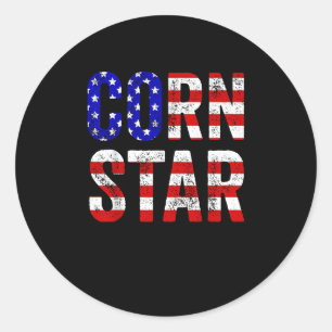 Cornhole Lustige Bean Bag Wurf Mais Stern USA-Flag Runder Aufkleber