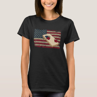 Cornhole Player America Flag T-Shirt I Proud Bean