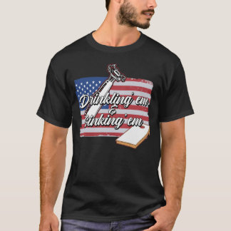 Cornhole Player Drinking USA Bean Sack Cor T-Shirt