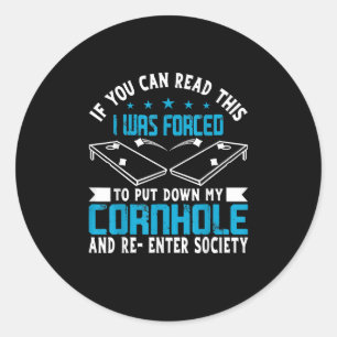 Cornhole Player Team Beag Bag Funny Cornhole Runder Aufkleber