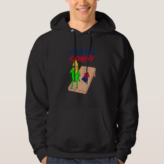 Cornhole Pun Lass uns Corny holen Hoodie (Vorderseite)