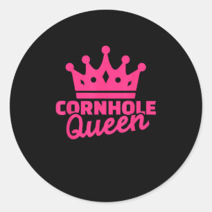 Cornhole Queen Pink Uni Maisloch Spiel Runder Aufkleber