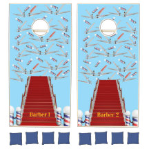 Cornhole Set Blau Barbier Schere Barbierstange