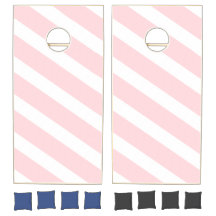 Cornhole-Set Rosa & Weiß gestreift