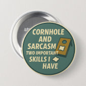 Cornhole-Spieler mit sarkastischem Sinn für Humor Button (Vorne & Hinten)