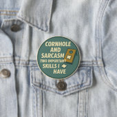 Cornhole-Spieler mit sarkastischem Sinn für Humor Button (Beispiel)