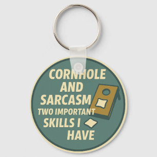 Cornhole-Spieler mit sarkastischem Sinn für Humor Schlüsselanhänger