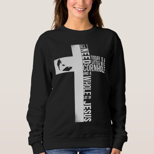 Cornhole Team Bean Bag Player Champ Cross Faith Je Sweatshirt (Vorderseite)