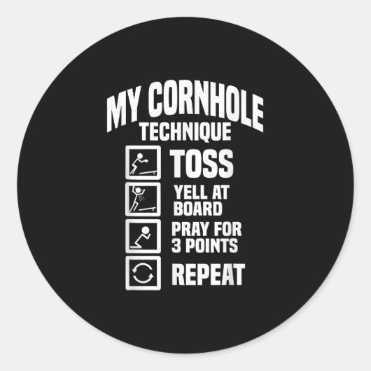 Cornhole-Technik Wurftechnik Cornhole Runder Aufkleber (Vorderseite)