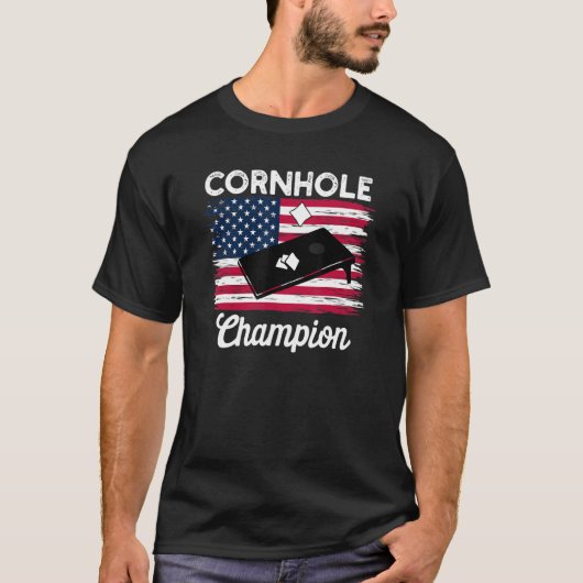 Cornhole Trophy Champion Bean Bag Cornhole Player T-Shirt (Vorderseite)