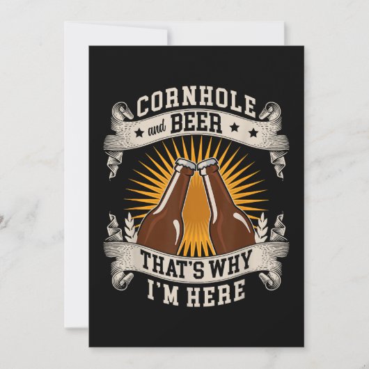 Cornhole und Bier deshalb bin ich hier Cornhole Einladung (Vorderseite)