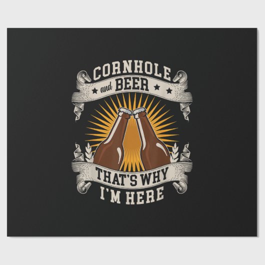 Cornhole und Bier deshalb bin ich hier Cornhole Geschenkpapier (Flach)