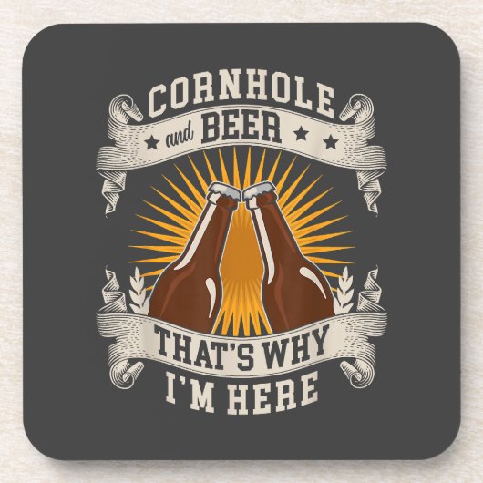 Cornhole und Bier deshalb bin ich hier Cornhole Getränkeuntersetzer (Vorderseite)