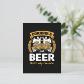 Cornhole und Bier deshalb bin ich hier Cornhole Postkarte (Stehend Vorderseite)