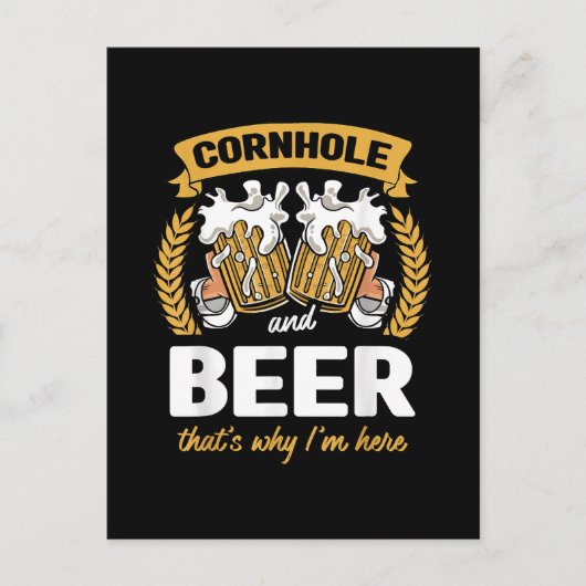 Cornhole und Bier deshalb bin ich hier Cornhole Postkarte (Vorderseite)
